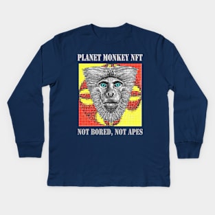 Planet Monkey Cute Animals Not Bored Apes Kids Long Sleeve T-Shirt